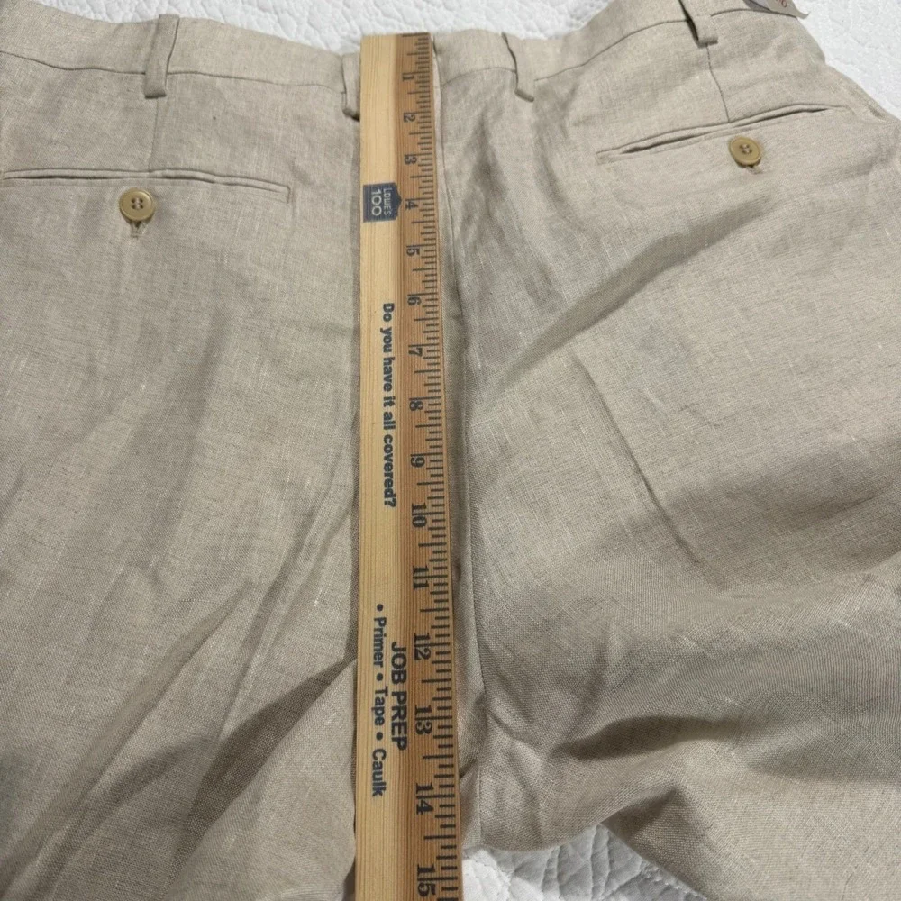 Brioni Cannes 100% Linen Pants Trousers Mens 34 Unhemmed Beige Made in Italy NWT